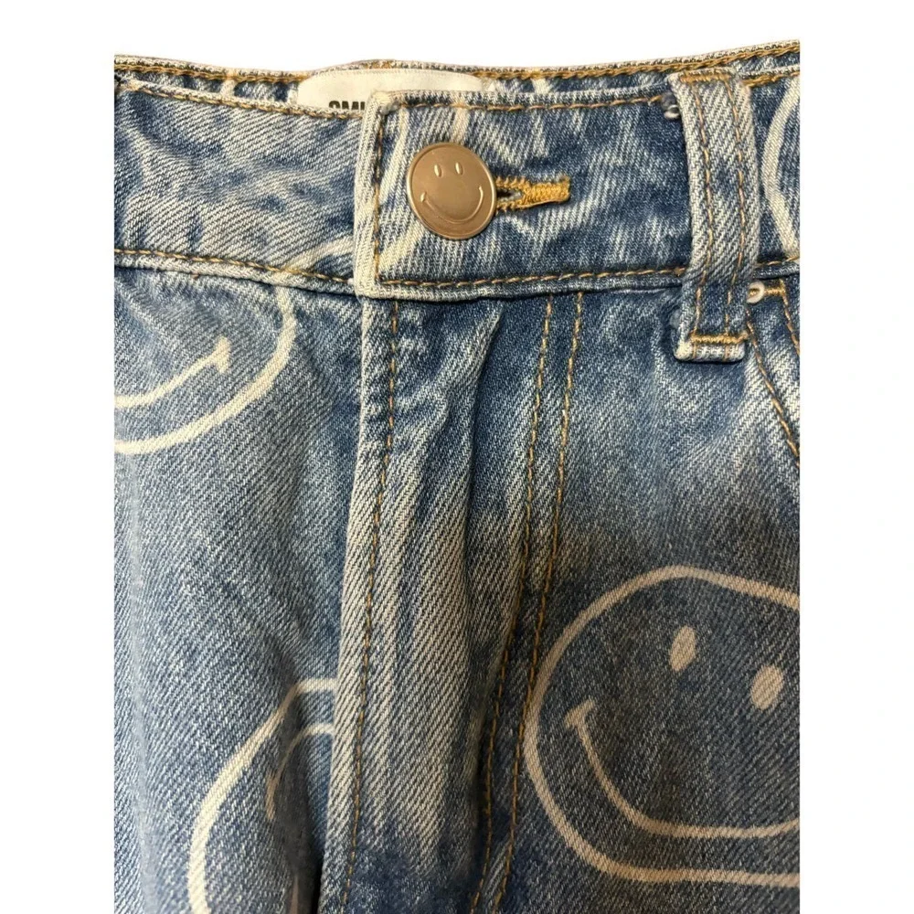 Smiley x H&M smiley Face Wide Leg Straight Leg Smiley Face denim Jeans Size 0